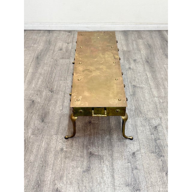 Hollywood Regency Brass Coffee Table For Sale - Image 9 of 11