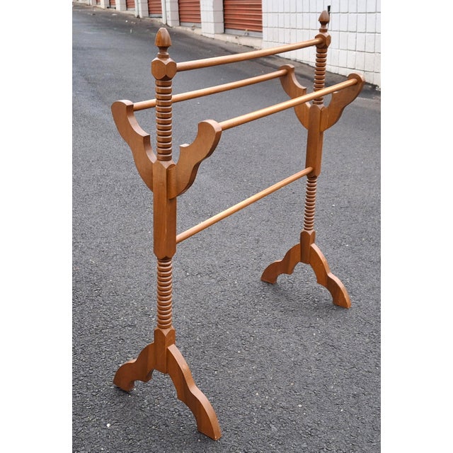 A Victorian Style Carved Mahogany Quilt Rack. Very sturdy and stable. Measures 33" in width, 12" in depth and stands 29"...