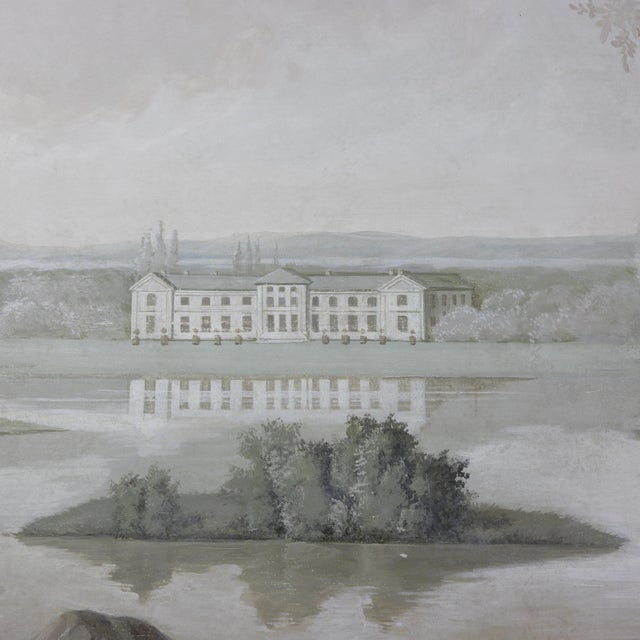 Late 20th Century Large Neoclassical Style Landscape Painting – Pastoral Scene With Figures and Estate For Sale - Image 5 of 12