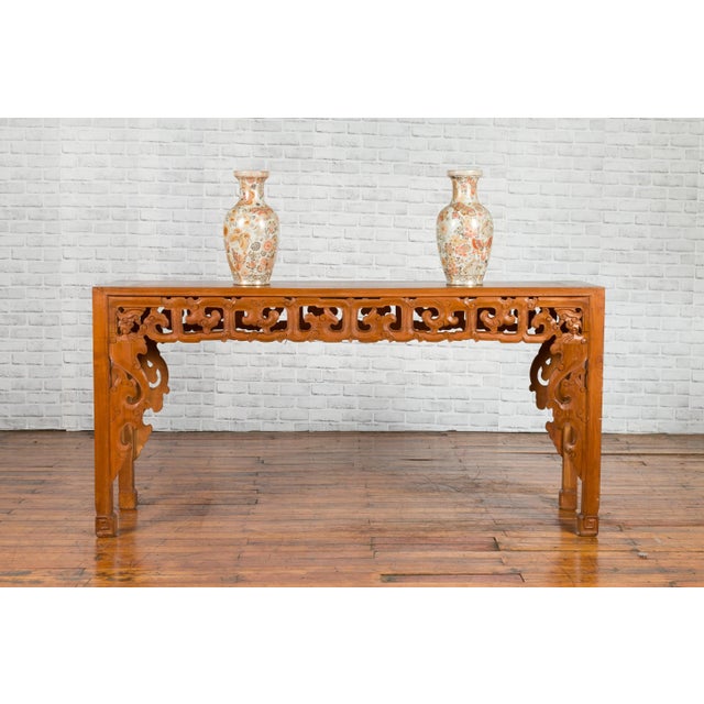 Chinese Early 20th Century Console with Cloud-Carved Apron and Scrolling Feet For Sale - Image 10 of 13