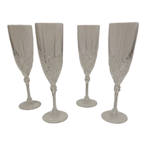 Vintage Champagne Flutes by Cristal D’Arques-Durand France, Set of 4