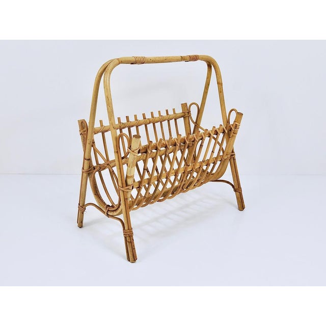 Rattan Bamboo Magazine Rack, France, 1950s For Sale - Image 10 of 18