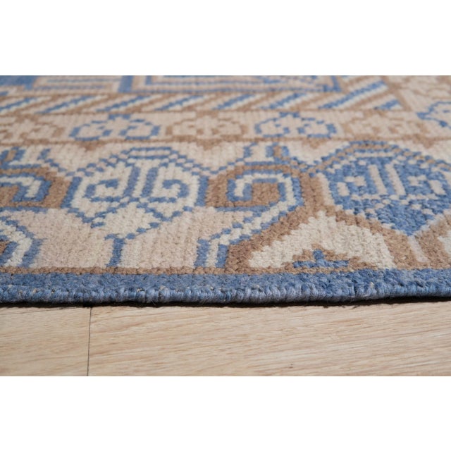 Contemporary 6x9 Traditional Blue Geometric Medallion Modern Hand Knotted Wool Carpet Rug For Sale - Image 3 of 8