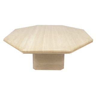 Italian Octagon Coffee Table in Travertine, 1980s For Sale