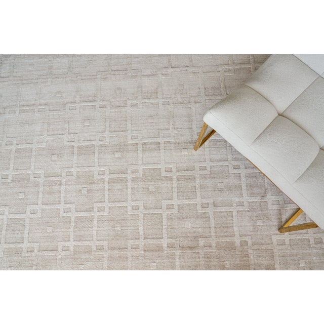 Exquisite Rugs Devonshire Handmade Bamboo Silk & Cotton Beige Rug-9'X12' For Sale In Los Angeles - Image 6 of 7