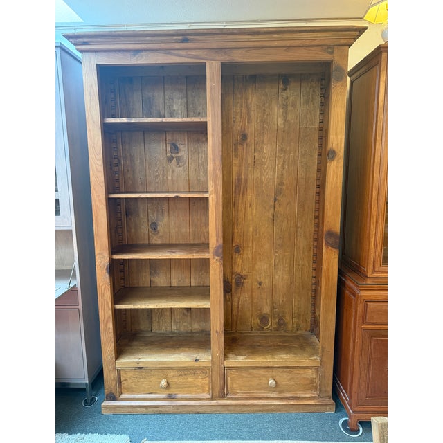 Cottage Home Old Pine Double Library Bookcase For Sale - Image 4 of 12