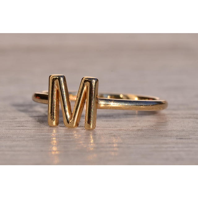 The Feather River: Custom Yellow Gold M Initial Ring For Sale - Image 4 of 10