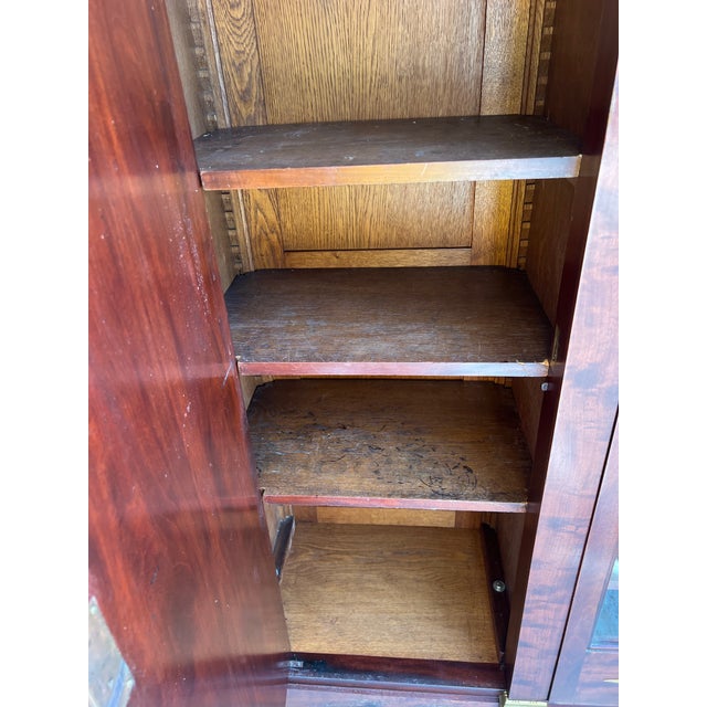 Burnt Umber French Louis XVI Style Mahogany Office Suite – Desk & Bookcase Cabinet W/ Ormolu Urn Mounts For Sale - Image 8 of 12