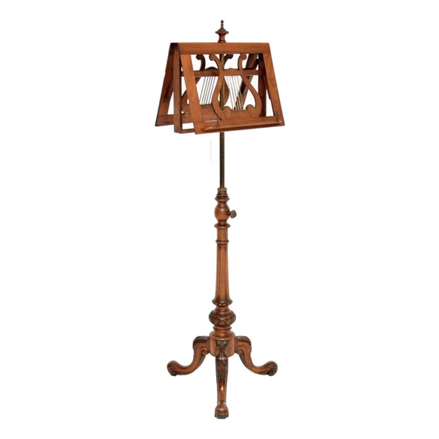 Antique Victorian Carved Walnut Music Stand, 1860 For Sale