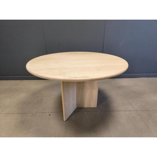 Italian Round Travertine Dining Table, 1970s For Sale - Image 11 of 14