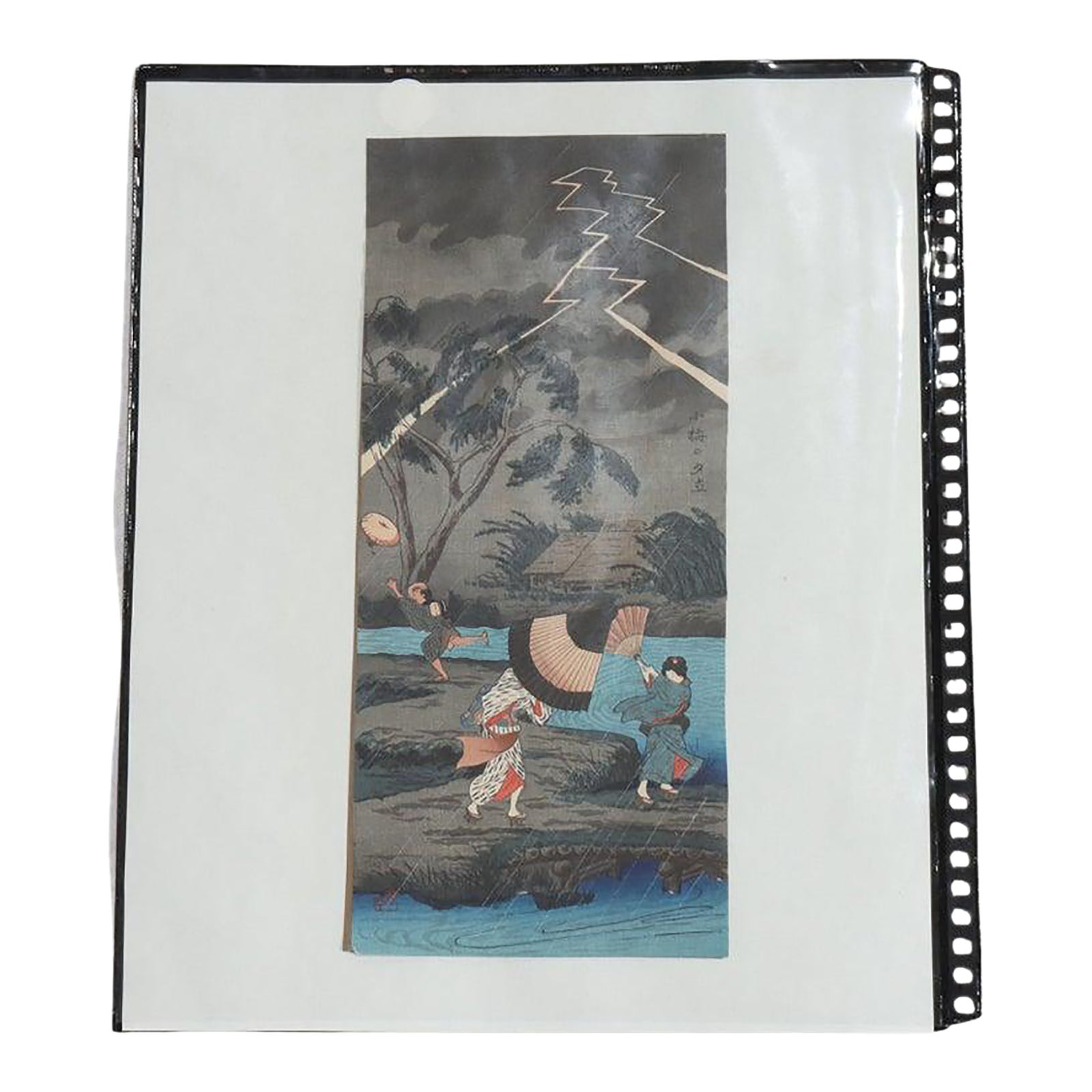 1920s Hiroaki Takahas Japanese Woodblock Print “Thunderstorm