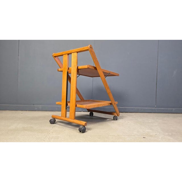 Vintage Italian Foldable Wooden Serving Cart, 1980s For Sale - Image 12 of 18