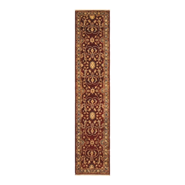 Floral Ziegler 1990's Red/Blue Wool Runner Rug- 2'5'' X 11'8'' For Sale