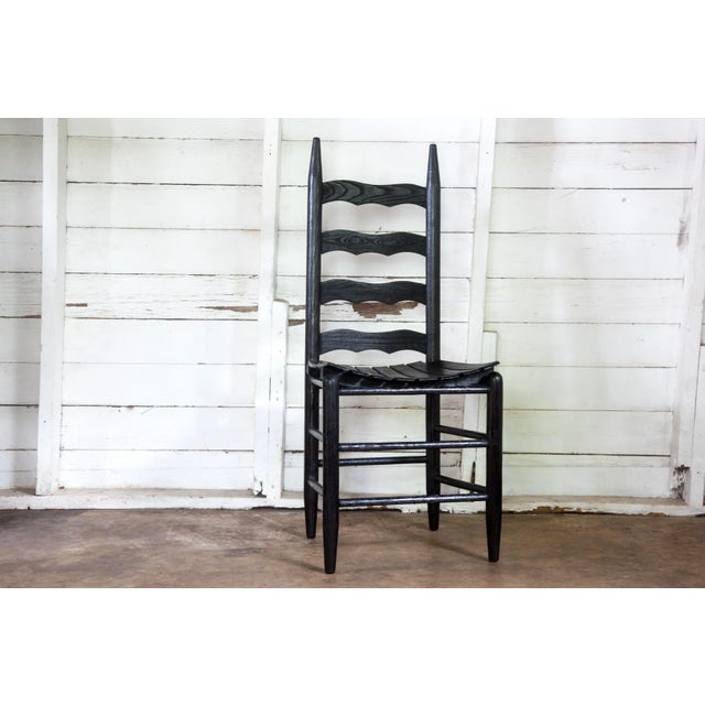 1930s Vintage Gothic Americana Oak LadderBack Accent Chair For Sale - Image 9 of 10