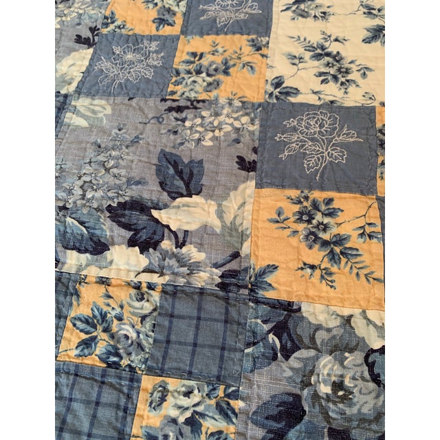 Vintage All Cotton Floral Patchwork Quilt For Sale - Image 10 of 11