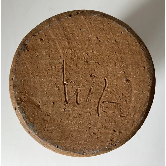 Vintage Studio Art Pottery Turquoise Glazed Vase-Signed For Sale - Image 4 of 7