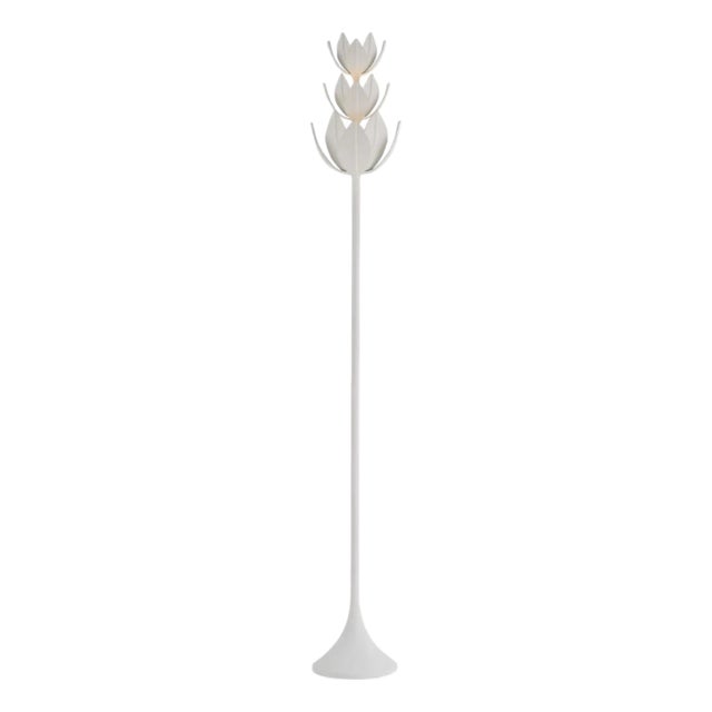 Julie Neill by Visual Comfort Signature Alberto 70" Floor Torchiere in Plaster White For Sale