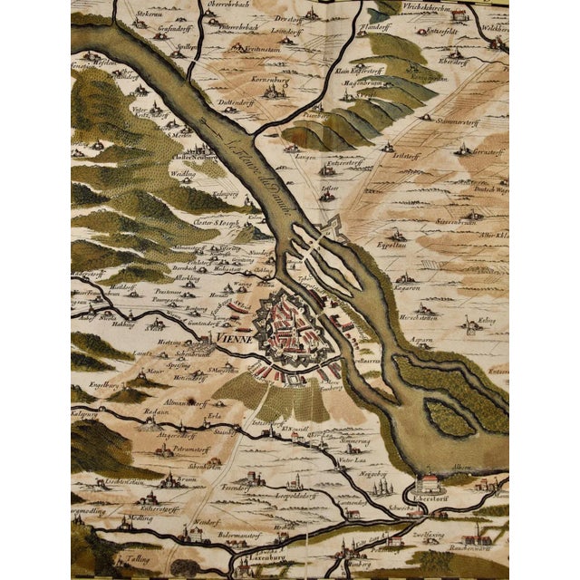 White Vienna, Austria: A Large 17th Century Hand-Colored Map by Sanson and Jaillot, 1695 For Sale - Image 8 of 12