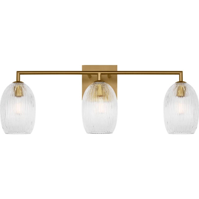 Visual Comfort Hable by Visual Comfort Studio Serafina 3-Light Vanity Sconce in Satin Brass Gold Finish For Sale - Image 4 of 5