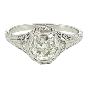 1920's Platinum 1.06ct Old European Cut Diamond Hand Fabricated Engagement RIng, Size 6.25