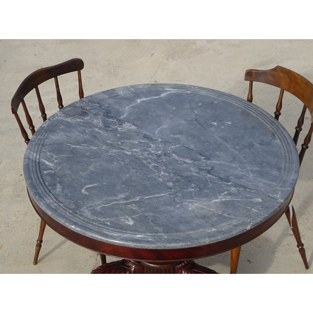 Wood Restoration Period Pedestal Table with Rotating Marble Top For Sale - Image 7 of 18