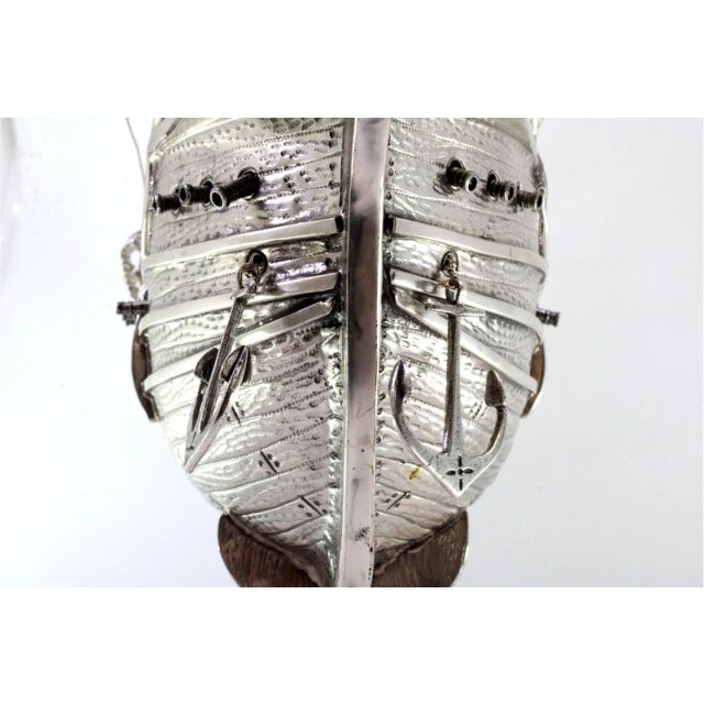 Large Silver Galleon with Applications, Sails, Masts, Ropes, Cannons and Anchors For Sale - Image 3 of 12