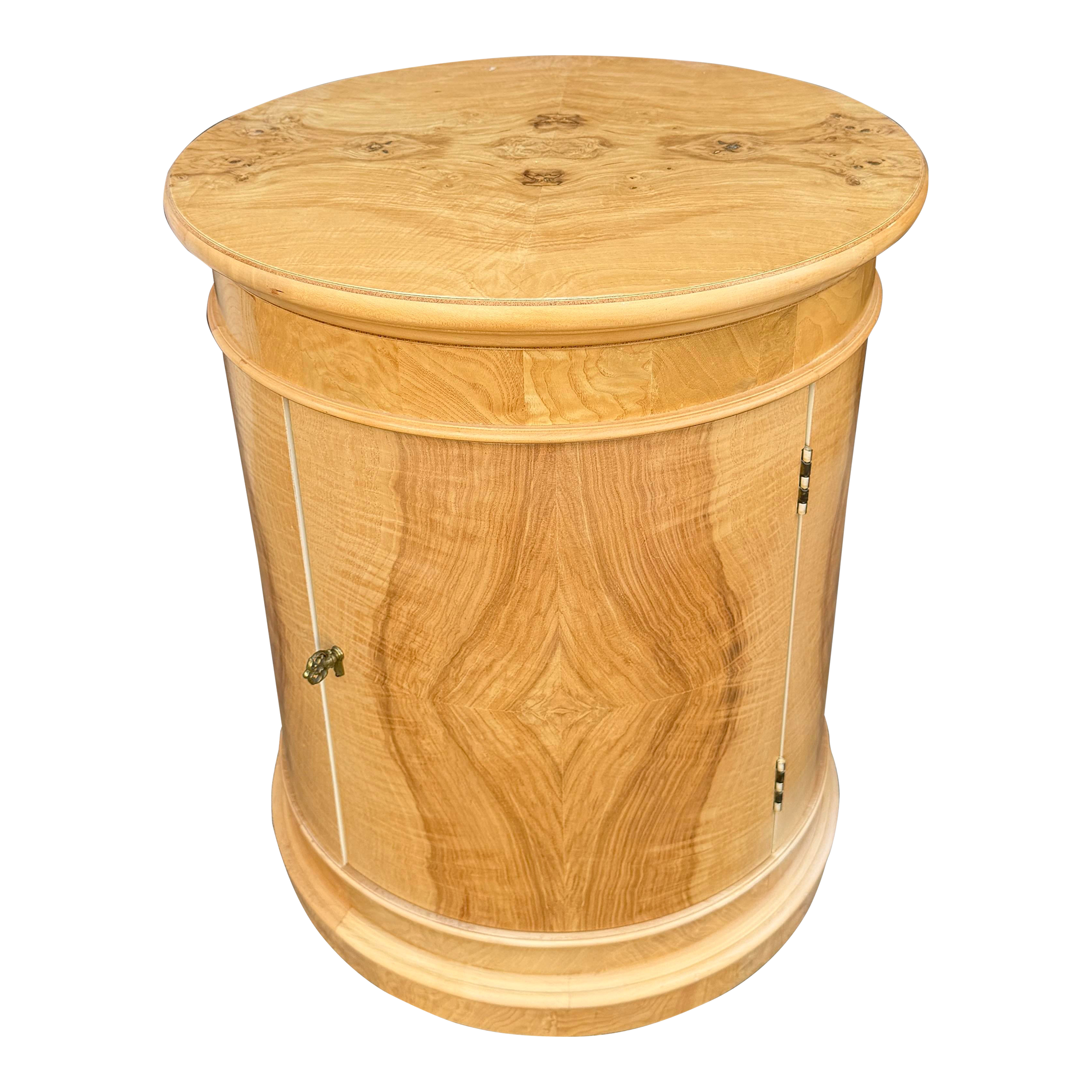 1990s Henredon Burl Wood Drum Nightstand/End Table | Chairish