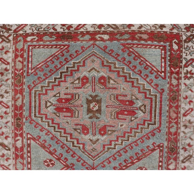 Tribal Antique Hand-Knotted Persian Kurdish Rug in Wool With Medallion Design For Sale - Image 3 of 12