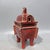 1990s Chinese Red Glazed Gilt Bronze-Form Quadripod Censer With Beast Finial, Marked "Ming Xuande" (Fang Ding) For Sale - Image 5 of 9