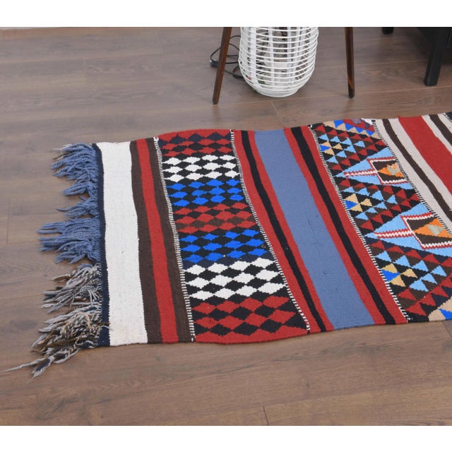 Textile 1970s Vintage Turkish Hand-Knotted Wool Cotton Red Runner Rug For Sale - Image 7 of 10