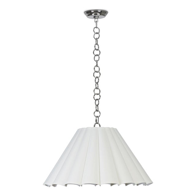 Allison Scalloped Shade Pendant Large, Polished Nickel For Sale