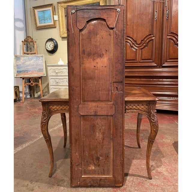 18th Century French Brass Lavabo Fountain From Normandy on Carved Cherry Door For Sale - Image 10 of 12
