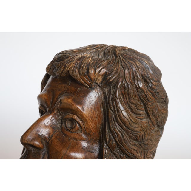 Early 20th Century Hand Carved Wooden Head Scutlpture For Sale - Image 4 of 13