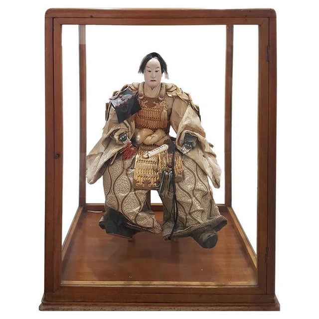 Antique Japanese Samurai Doll in Wood and Glass, Late 18th Century For Sale - Image 5 of 5