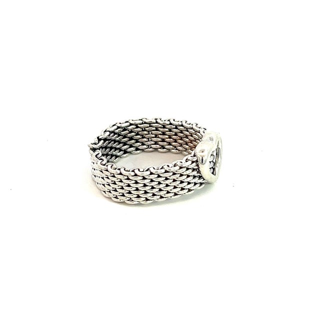 1990s Tiffany & Co Estate Somerset Heart Ring Size 5.5 Sterling Silver For Sale - Image 9 of 11