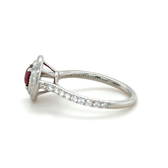 Tiffany and Co. Tiffany & Co., Soleste Ruby and Diamond Ring Platinum, Size 6 For Sale - Image 4 of 8