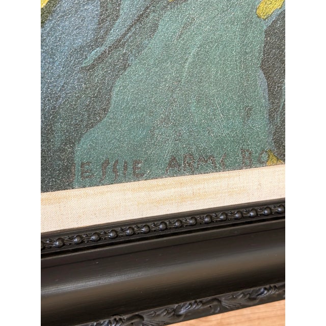 Monumental Reproduction Print Realism Cockatoo Black Wood Framed Oil Painting Manner of Jessie Arms Botke For Sale - Image 10 of 11