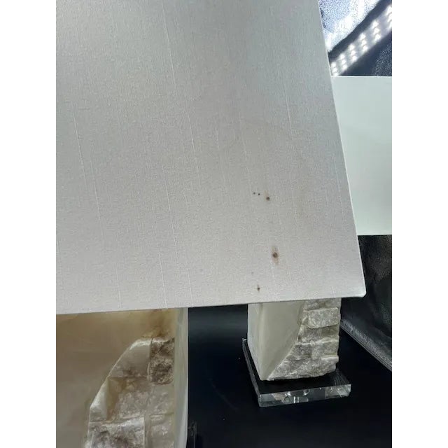 Pair of Natural Quartz & Lucite Table Lamps With Shades For Sale - Image 11 of 12