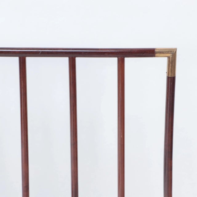 An English brass mounted mahogany campaign bed, circa 1900. Interior: 38.75 "x 76"