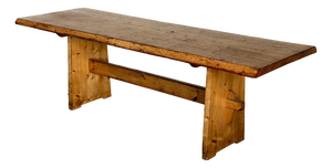 Vintage Pine Trestle Dining Table, 1940s
