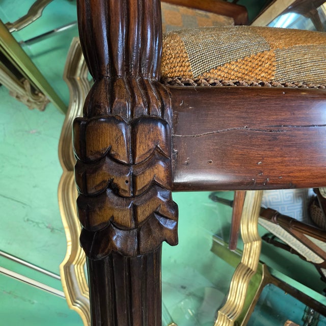 Brown Nancy Corzine Neoclassical (Louis XVI Revival) Upholstered Armchair With Fluted Frame, Early 21st Century For Sale - Image 8 of 10