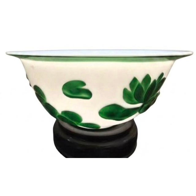 Asian Peking Glass Bowl With Fish and Floral Motifs For Sale - Image 3 of 5