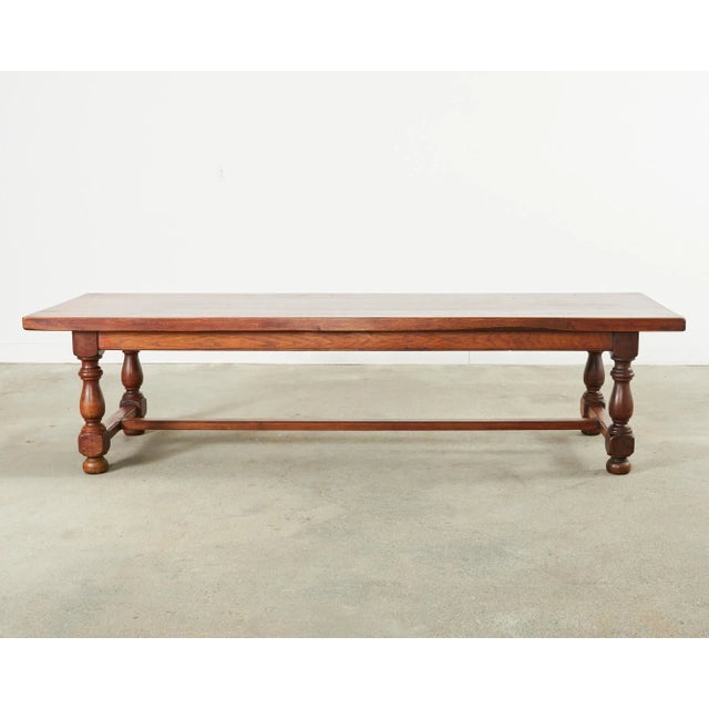 Country French Provincial Oak Farmhouse Trestle Dining Table For Sale - Image 12 of 13