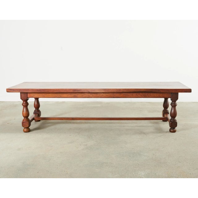 Country French Provincial Oak Farmhouse Trestle Dining Table For Sale - Image 12 of 12