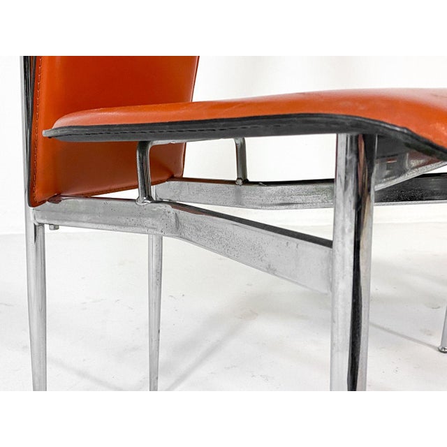 1980s Set of (5) Attributed to Giancarlo Vegni Model S44 "Cognac" Leather Italian Dining Chairs For Sale - Image 11 of 11