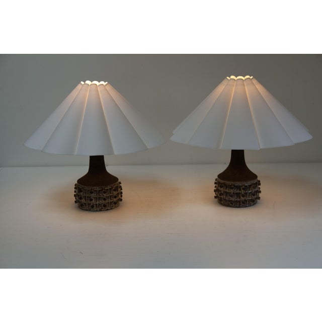 Brown Danish Modern Ceramic Table Lamps by Jette Hellerøe for Axella, 1960s, Set of 2 For Sale - Image 8 of 18