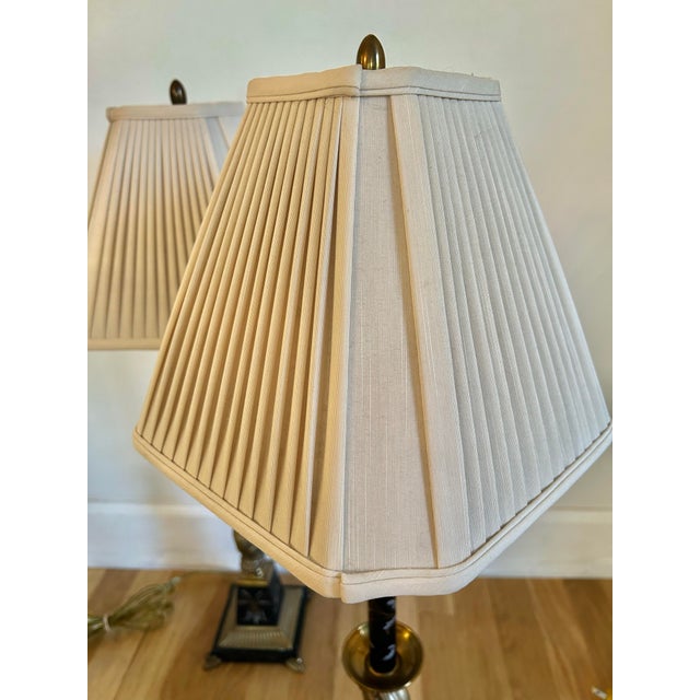 Black Late 20th Century Neoclassical Regency-Style Lion Table Lamp Black & Gilt Metal in the Style of Frederick Cooper For Sale - Image 8 of 12