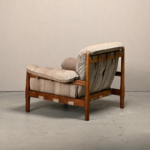 Hardwood and Suede Lounge Chair in the style of Percival Lafer and Jean Gillon, 1960s For Sale - Image 4 of 18