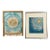 Pair Vintage Asian Batik Mandala Art Table Screen Frame & Mat Print Set For Sale