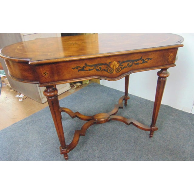 John Richard Victiorian style center table, could also be used as a writing desk, Cherry with various exotic wood inlays...